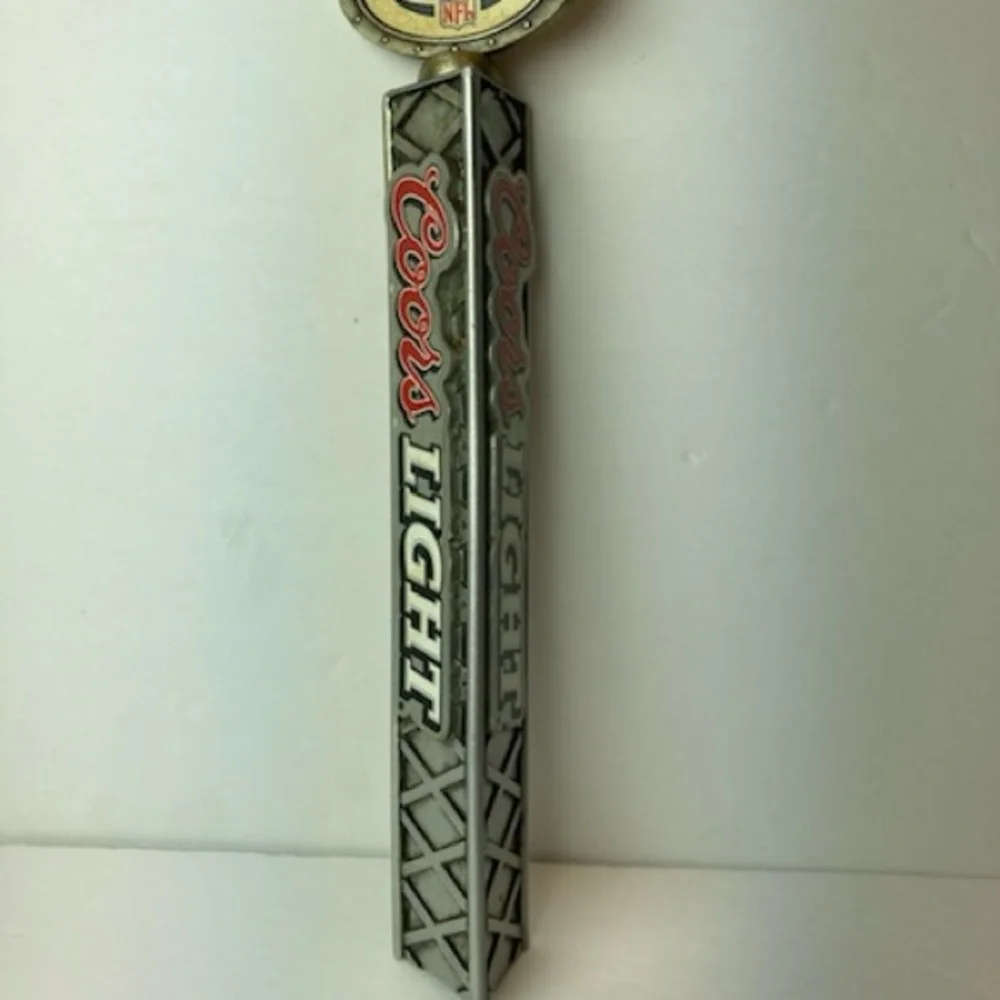 VTG Coor's Light Official Beer NFL Stamped Metal Grid Beer Tap Handle 12